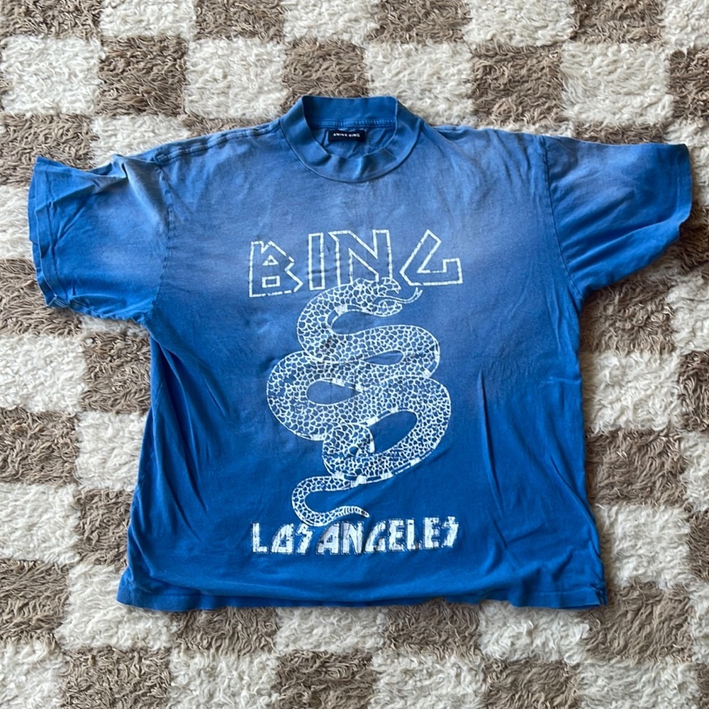 Anine Bing Ashton Tee Snake – Washed Electric Blue